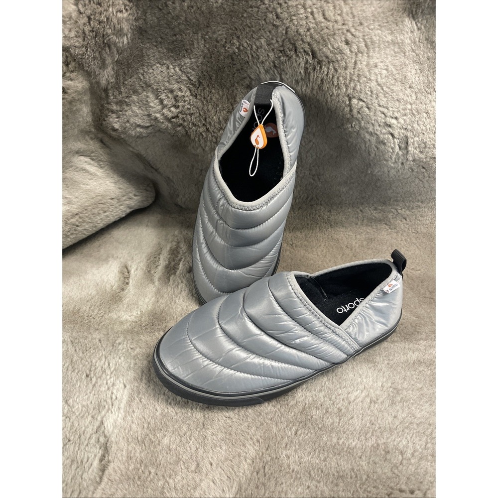 Sporto Puffer Slip-On Sneakers Shoes Women's Size 8M Pewter Quilted New